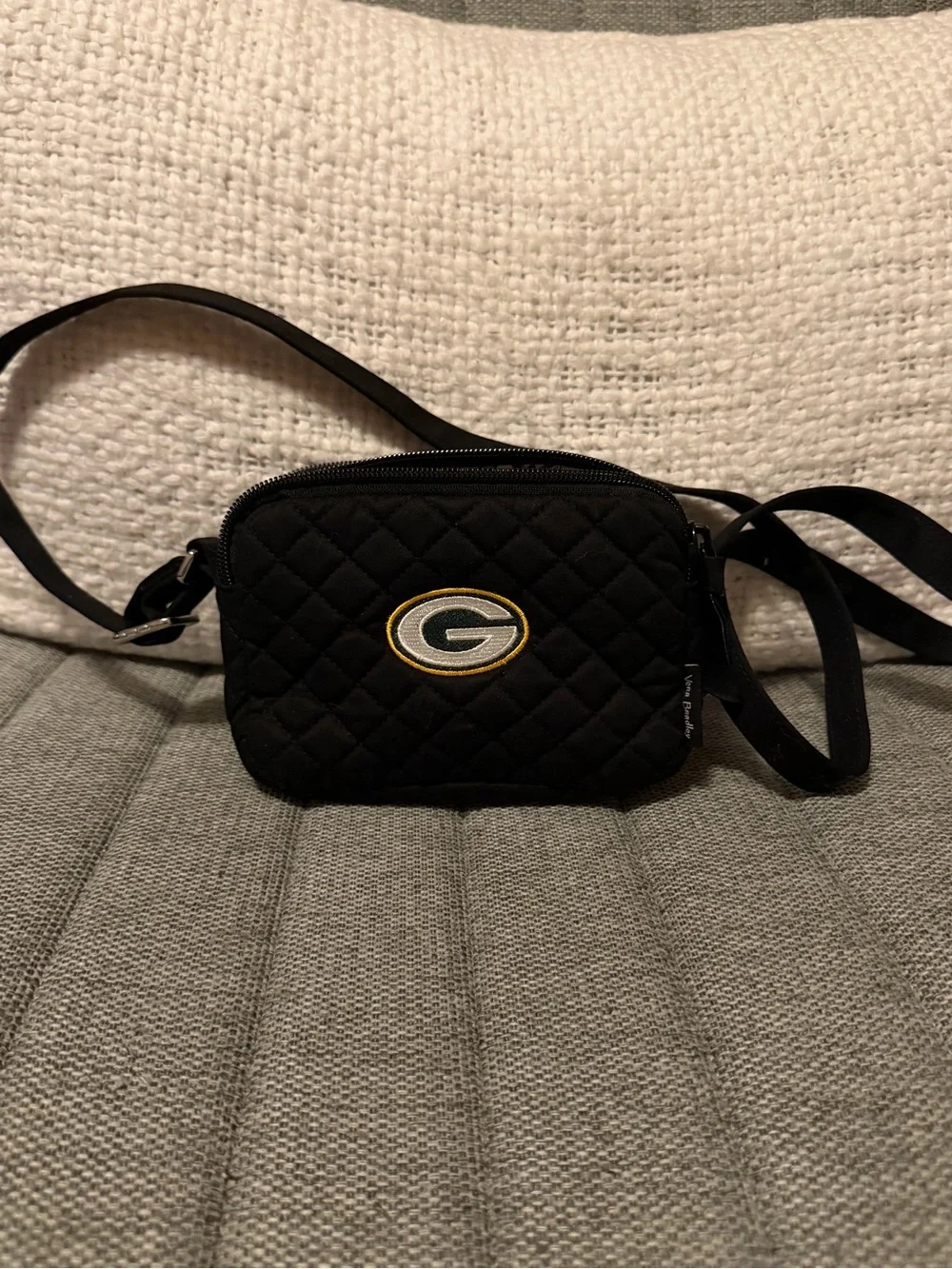 Vera Bradley Black Quilted Crossbody Green Bay Packers NFL Football Stadium Bag